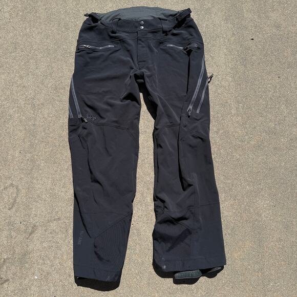 Men's Outdoor Research Black Windstopper Soft Shell Snow Winter Pants Sz Large - Picture 1 of 9